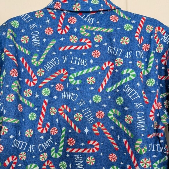 Vintage Christmas Jacket Womens Petite Size Medium Blue Candy Cane Peppermint - Picture 9 of 12